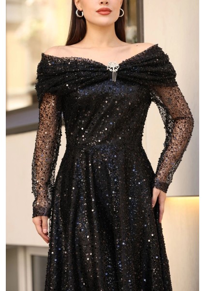 Aşkın Büyüsü Abiye Elbise 6054-SIYAH fırsatları