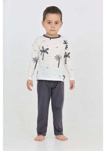 Erkek Çocuk Palmiye Baskılı Pijama Takım
