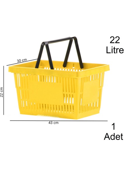 Plastik Market Alışveriş El Sepeti 22 Litre Sarı 1 Adet