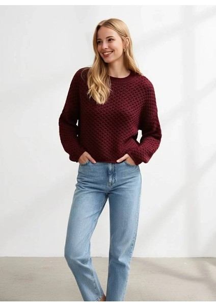 Kadın Triko Premium Dokulu Özel Örgü Bisiklet Yaka Kazak Salaş/oversize fırsatları