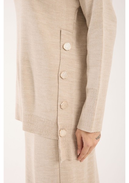 Triko Uzun Etek Bluz Takım Bej Bej modelleri