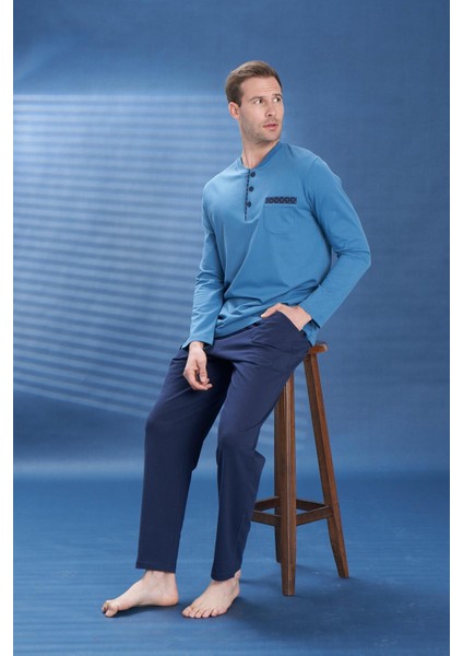 Erkek Penye Süprem Genç Önü Patlı Pijama Takımı | Petrol 2129 fiyatları