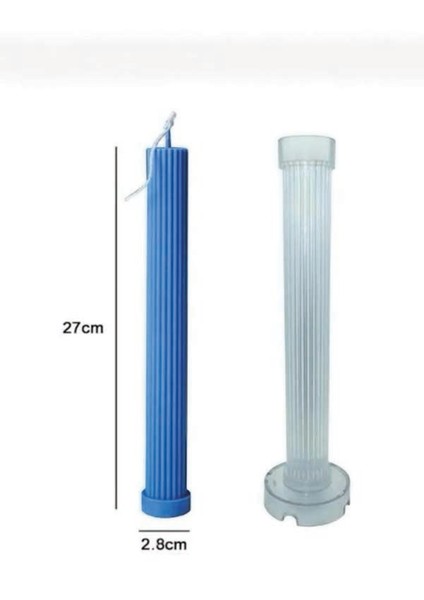 Poli Karbon Mika Silindir Mum Kalıbı Uzun Çizgili Şamdanlık Mum Kalıbı 27CMX2.8CM Ev Dekorasyon