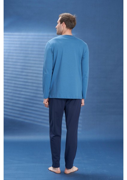 Erkek Penye Süprem Genç Önü Patlı Pijama Takımı | Petrol 2129 modelleri
