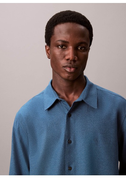 Normal Gömlek Yaka Mavi Erkek Gömlek LV04LD119GROC_LS Melange Flannel Ea fırsatları