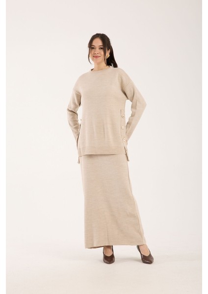 Triko Uzun Etek Bluz Takım Bej Bej indirimleri