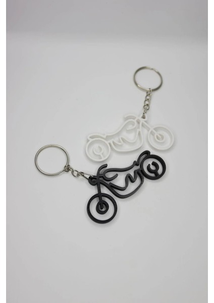 3D Baskı Motosiklet Anahtarlığı 2’li Set – Siyah ve Beyaz Renkli, Hediyelik Motor Anahtarlık