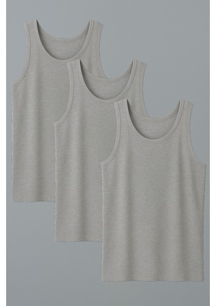 3'lü Paket Pamuklu Ribana Kalın Askılı Erkek Atlet | Gri K0113 fiyatları