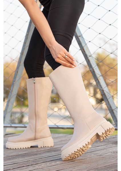 Fermuarlı Kadın Düz Çizme Nude Cilt fiyatları