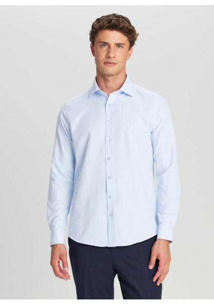 Slim Fit Klasik Yaka Açık Mavi Erkek Gömlek ACE020261535_AMV