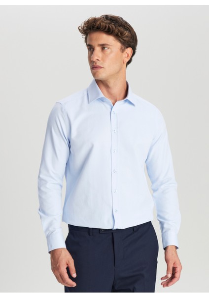Slim Fit Klasik Yaka Açık Mavi Erkek Gömlek ACE020261535_AMV fırsatları