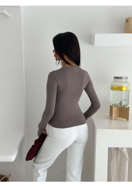 Kadın Bisiklet Yaka Uzun Kol Parmak Geçmeli Buzy Bady indirimleri