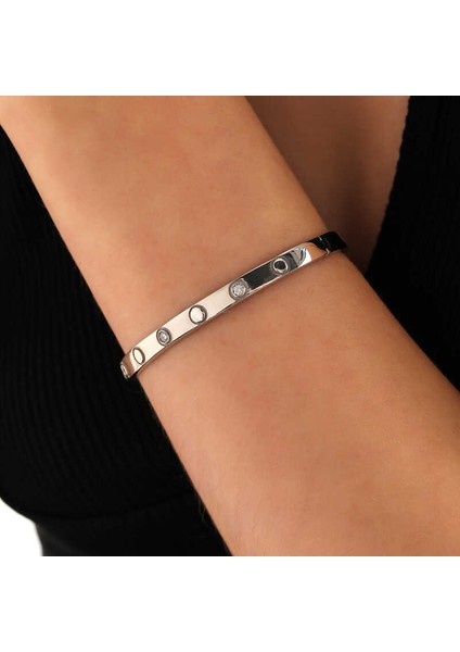 925 Ayar Gümüş Taşlı Vida Kadın Bilezik T7998 (292292) fiyatları