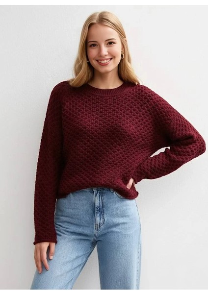 Kadın Triko Premium Dokulu Özel Örgü Bisiklet Yaka Kazak Salaş/oversize fırsatları