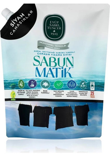 - X2 Adet Sabun Matik™doğal Zeytinyağlı Çamaşır Yıkama Sıvısı Siyah 1,5 Lt-Beyaz 1,5 Lt fiyatları