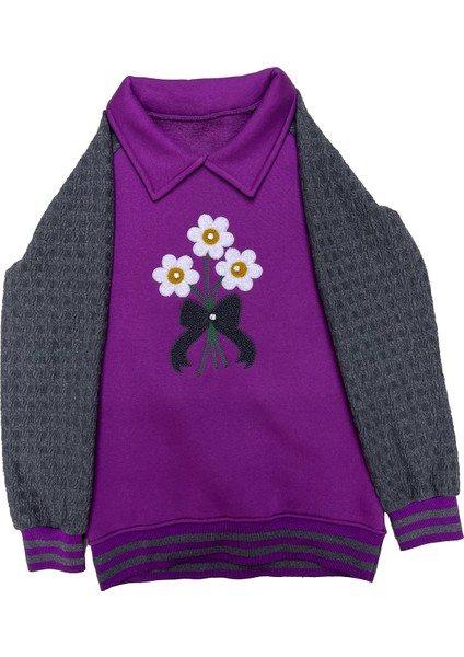 Kız Çocuk Papatya Nakışlı Ribana Detaylı 3 Iplik Alt- Üst Takım 12322 fiyatları