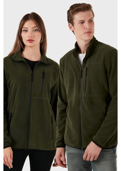 Slim Fit Cepli Fermuarlı Anti-Pilling Tüylenme Yapmayan Soğuk Geçirmez Polar Hırka Unisex Hırka 5906028S1