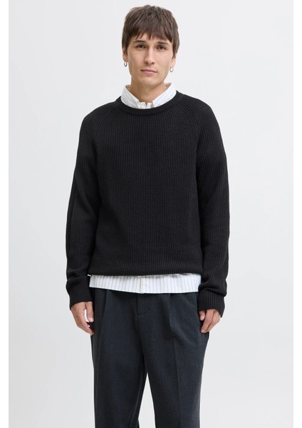 Jjpannel Pamuk Karışım Regular Fit Bisiklet Yaka Kazak Erkek Kazak 12278916