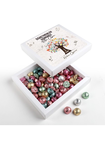 Isimli Öğretmenler Günü Hediyesi Çikolatin 450G Siyah Kutu Kraft Çanta indirimleri