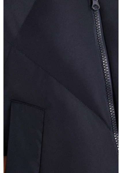 Kadın Oversize Geniş Kesim Şişme Dik Yaka Lacivert Mont