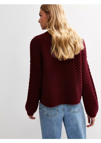 Kadın Triko Premium Dokulu Özel Örgü Bisiklet Yaka Kazak Salaş/oversize