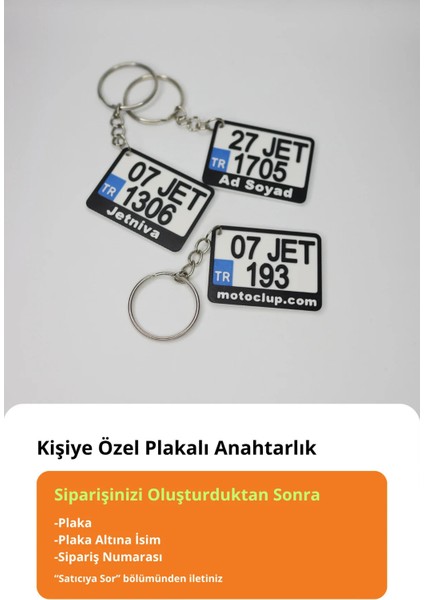 Kişiye Özel Plaka Tasarımlı Motosiklet Anahtarlığı