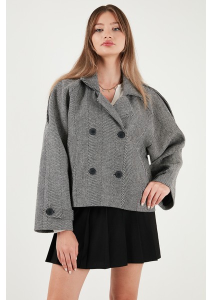 Balıksırtı Pamuklu Regular Fit Kruvaze Yaka Astarlı Kaşe Ceket Mont Bayan Mont 6524981 modelleri