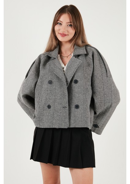 Balıksırtı Pamuklu Regular Fit Kruvaze Yaka Astarlı Kaşe Ceket Mont Bayan Mont 6524981 fırsatları