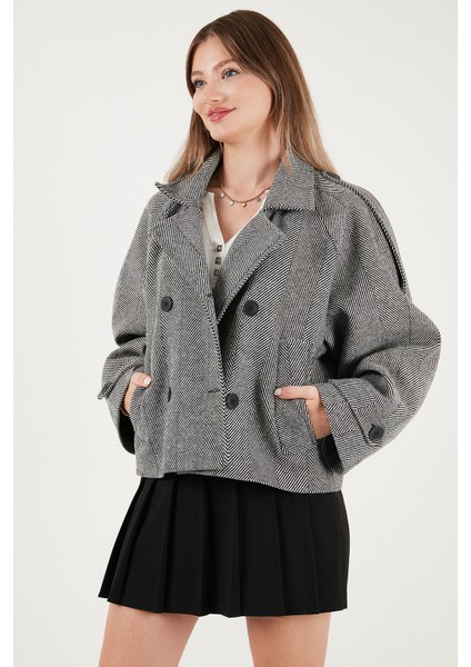 Balıksırtı Pamuklu Regular Fit Kruvaze Yaka Astarlı Kaşe Ceket Mont Bayan Mont 6524981 indirimleri