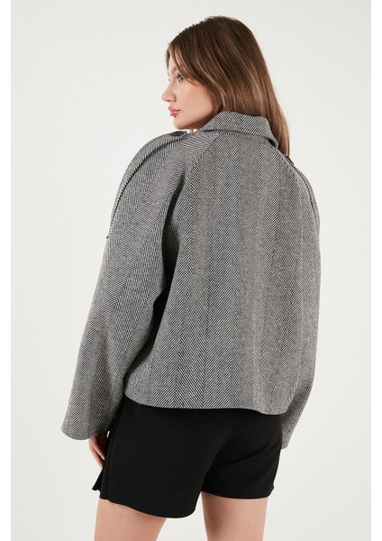 Balıksırtı Pamuklu Regular Fit Kruvaze Yaka Astarlı Kaşe Ceket Mont Bayan Mont 6524981