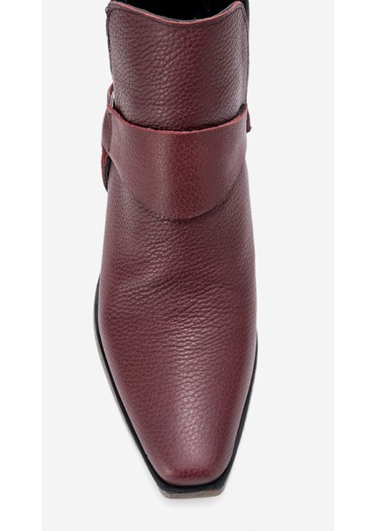 Kadın Sivri Burun Western Kısa Topuklu Bilek Bot Gerçek Deri Zy 1563 Bordo fiyatları