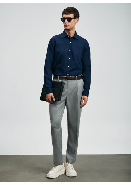 Slim Fit Gömlek Yaka Lacivert Erkek Gömlek Veran fiyatları