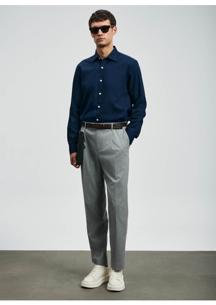 Slim Fit Gömlek Yaka Lacivert Erkek Gömlek Veran indirimleri