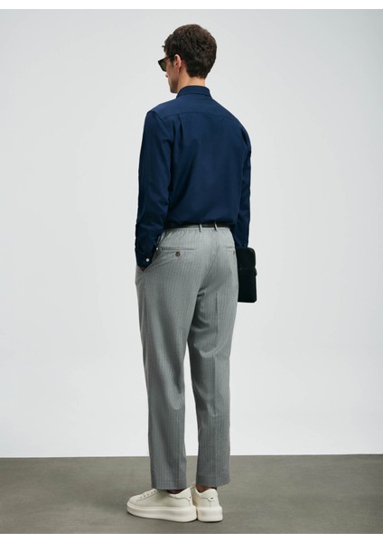 Slim Fit Gömlek Yaka Lacivert Erkek Gömlek Veran