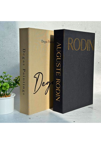 Bakgelal Premium 2’li Dekoratif Kitap Kutusu Seti – Rodin & Degas Kumaş Kaplama Şık Organizer ve Hediye Kutusu