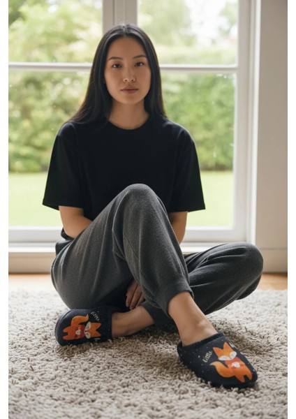 Yumuşak Taban Küçük Tilki Figürlü Ev Terlik