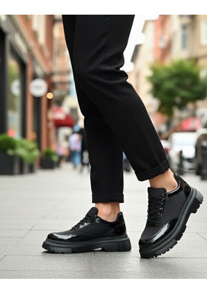 Bağcıklı Paraşüt Detaylı Erkek Günlük Ayakkabı Siyah (Siyah Taban) modelleri