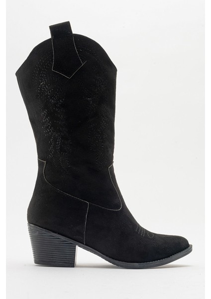 Kaydırmaz Çiçek Desenli Çizme SİYAH SÜET fiyatları