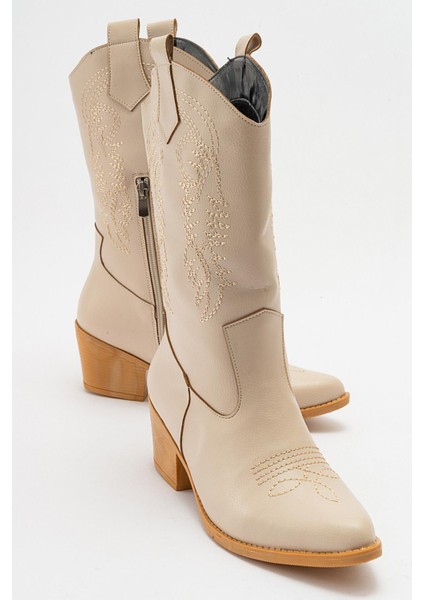 Kaydırmaz Çiçek Desenli Çizme Ten Cilt