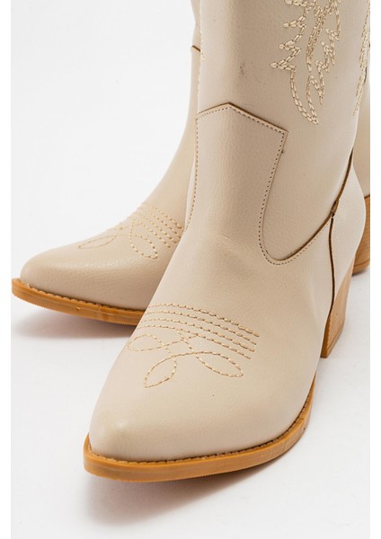 Kaydırmaz Çiçek Desenli Çizme Ten Cilt modelleri