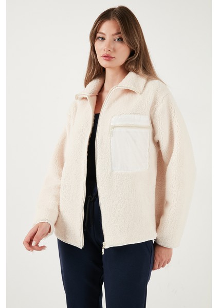 Regular Fit Klasik Yaka Göğüs Cep Detaylı Peluş Hırka Polar Bayan Polar 5866437 fırsatları