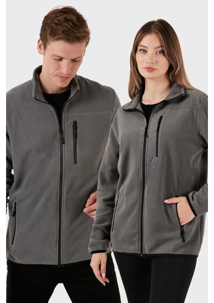Slim Fit Cepli Fermuarlı Anti-Pilling Tüylenme Yapmayan Soğuk Geçirmez Polar Hırka Unisex Hırka 5906028S1