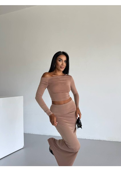 Sandy Kumaş Dar-Slim Kalıp Etek-Bluz Ikili Takım
