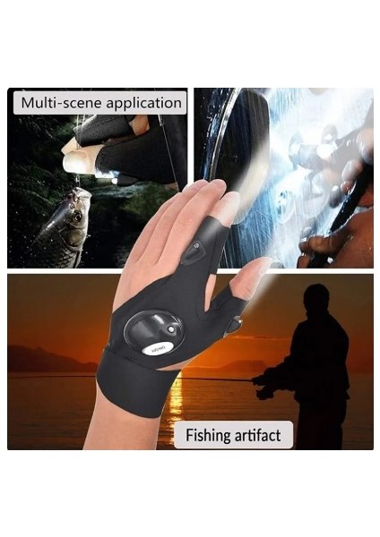 LED Işıklı Çalışma Eldiveni Sağ Sol Çift modelleri