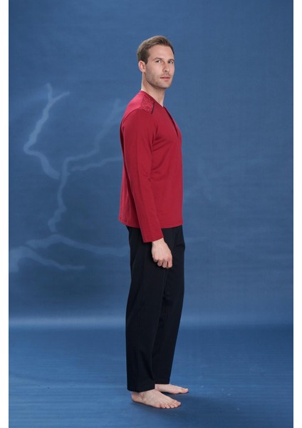 Erkek Penye Süprem Genç Önü Patlı Pijama Takımı | Bordo 2131 fiyatları