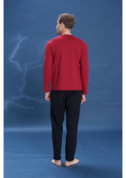 Erkek Penye Süprem Genç Önü Patlı Pijama Takımı | Bordo 2131 modelleri