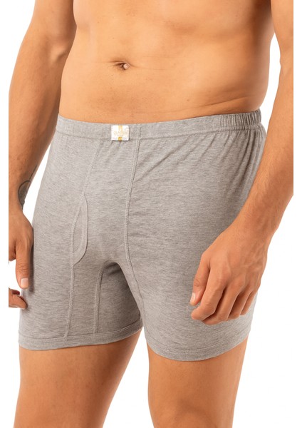 Erkek Pamuklu Penye Paçalı Boxer 3'lü Paket – Rahat & Dayanıklı | Gri Melanj K0043 modelleri