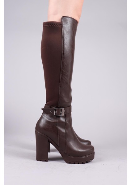 Ulza Strech Garnili Tokalı Topuklu Çizme Kahverengi fırsatları
