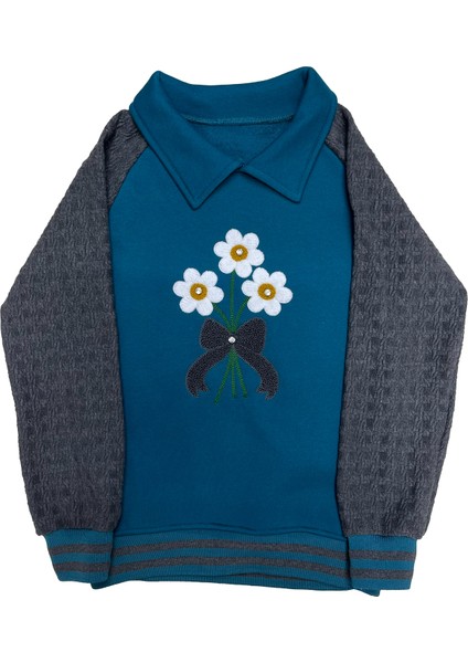 Kız Çocuk Papatya Nakışlı Ribana Detaylı 3 Iplik Alt- Üst Takım 12322 fiyatları