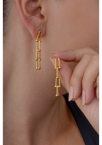 Altın Kaplama Tiffany Çelik Küpe